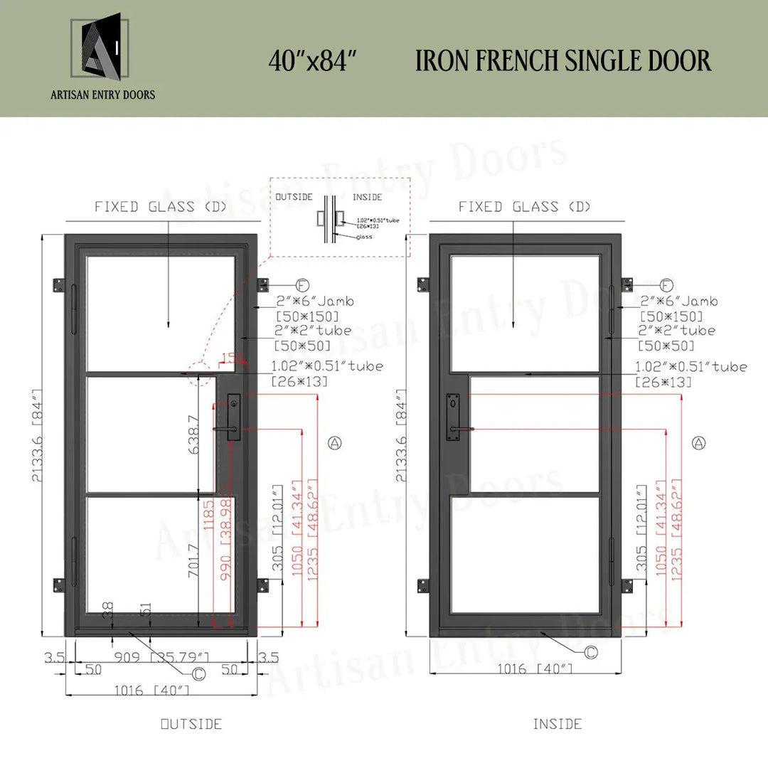 ARTISAN 40 x 84 Exterior Single French Door