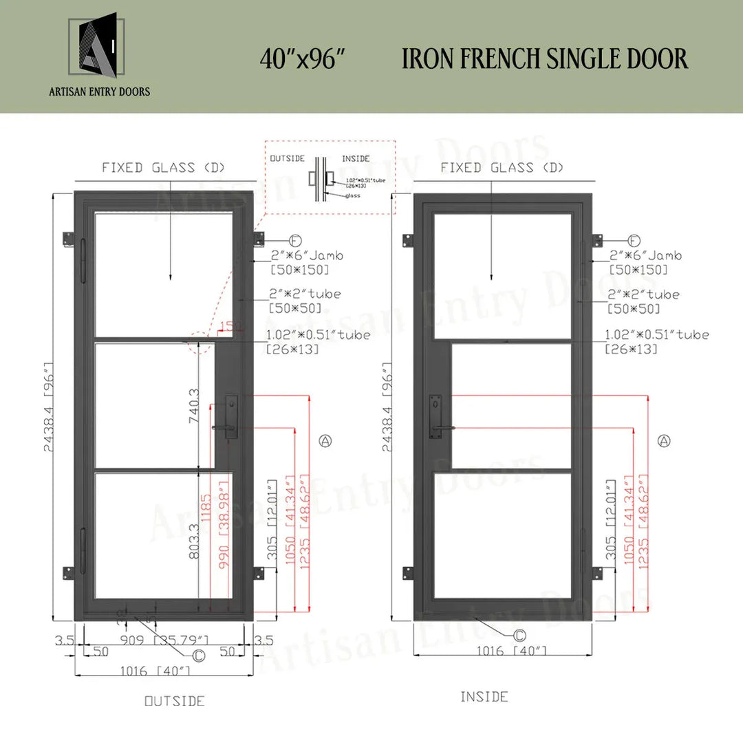 ARTISAN 40 x 96 Exterior Single French Door