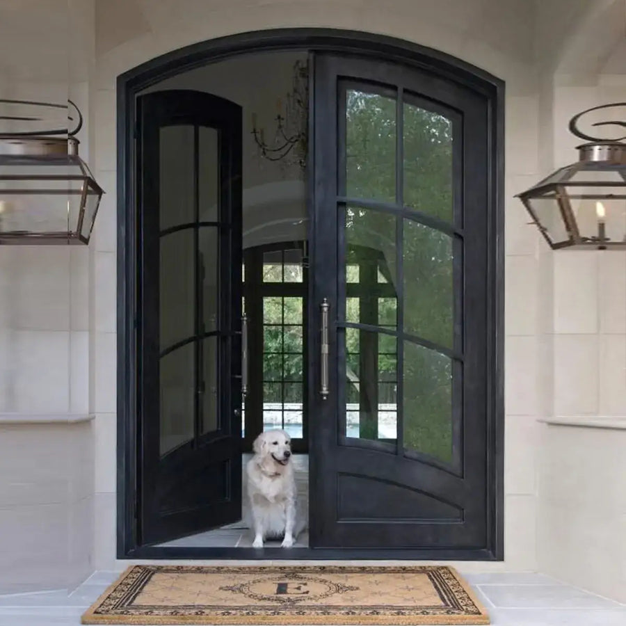 artisan-black-iron-entry-door-tempered-glass-custom-handleset-aed-artisanentrydoors