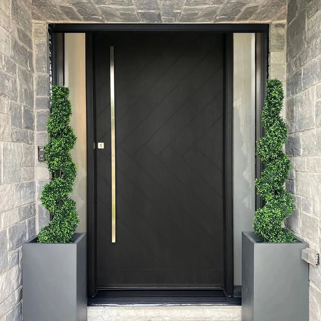 artisan-solid-horizontal-chevron-pattern-pivot-door-square-top-double-sidelights-aed-artisanentrydoors