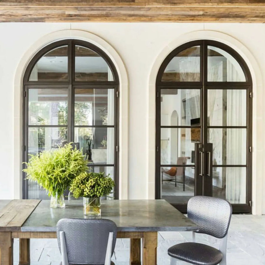 artisan-swing-double-door-round-transom-clear-glass-3-lite-secure modern-entrance-aed-artisanentrydoors