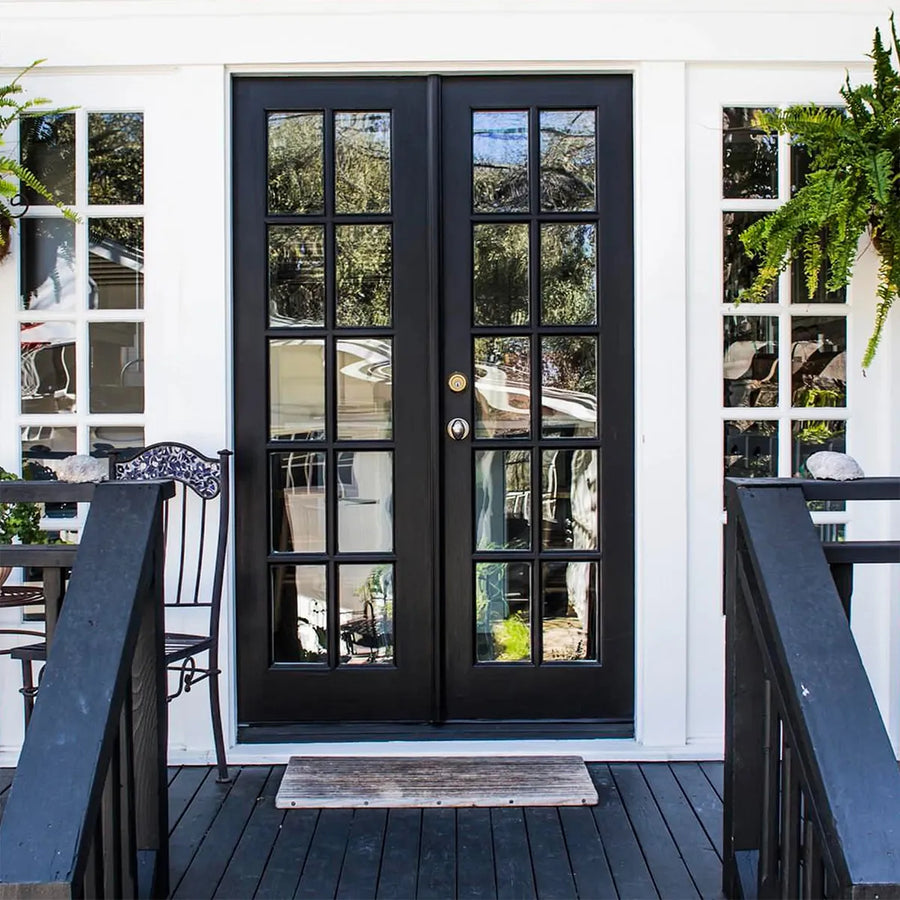artisan-classic-french-double-door-clear-glass-thick-frame-custom-handle-aed-artisanentrydoors