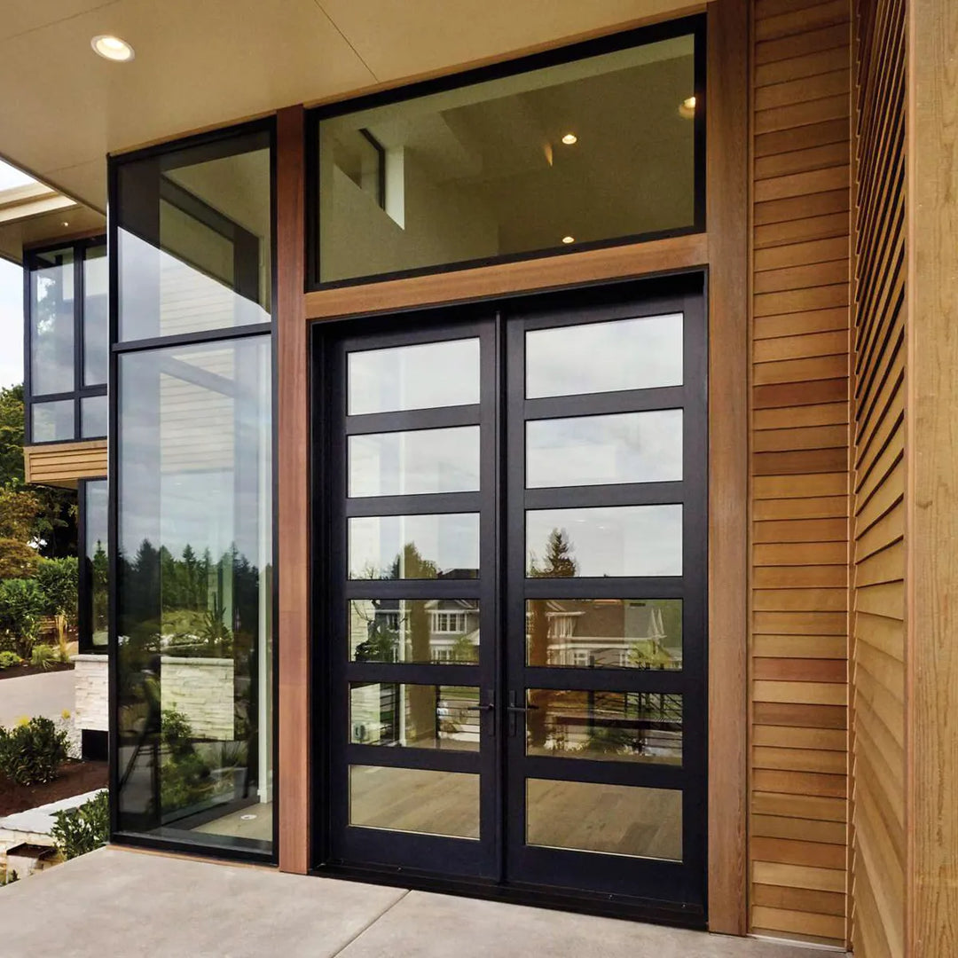 artisan-modern-double-door-clear-glass-residential-entry-minimalist-handle-aed-artisanentrydoors