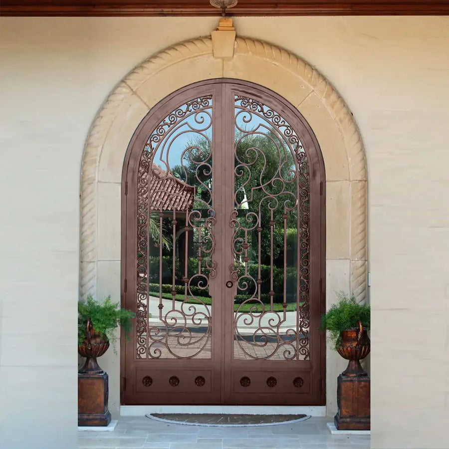 artisan-ornate-hand-forged-scroll-entry-door-kickplate-round-top-residential-elegance-aed-artisanentrydoors