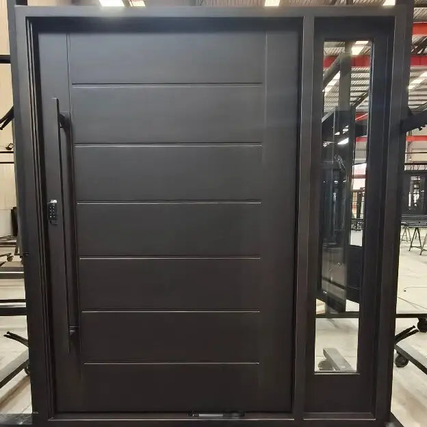 artisan-in-stock-pivot-door-with-smart-lock-clear-glass-exterior-view-artisanentrydoors