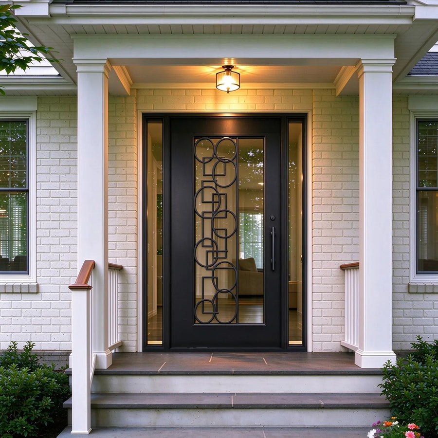 artisan-sturd-iron-pivot-door-clear-glass-intricate-scrollwork-aed-artisanentrydoors