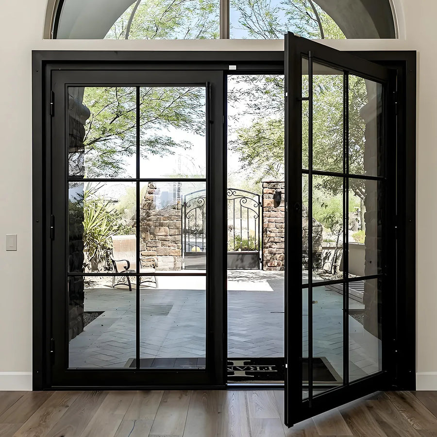 artisan-extra-wide-black-iron-french-patio-door-custom-handle-aed-artisanentrydoors