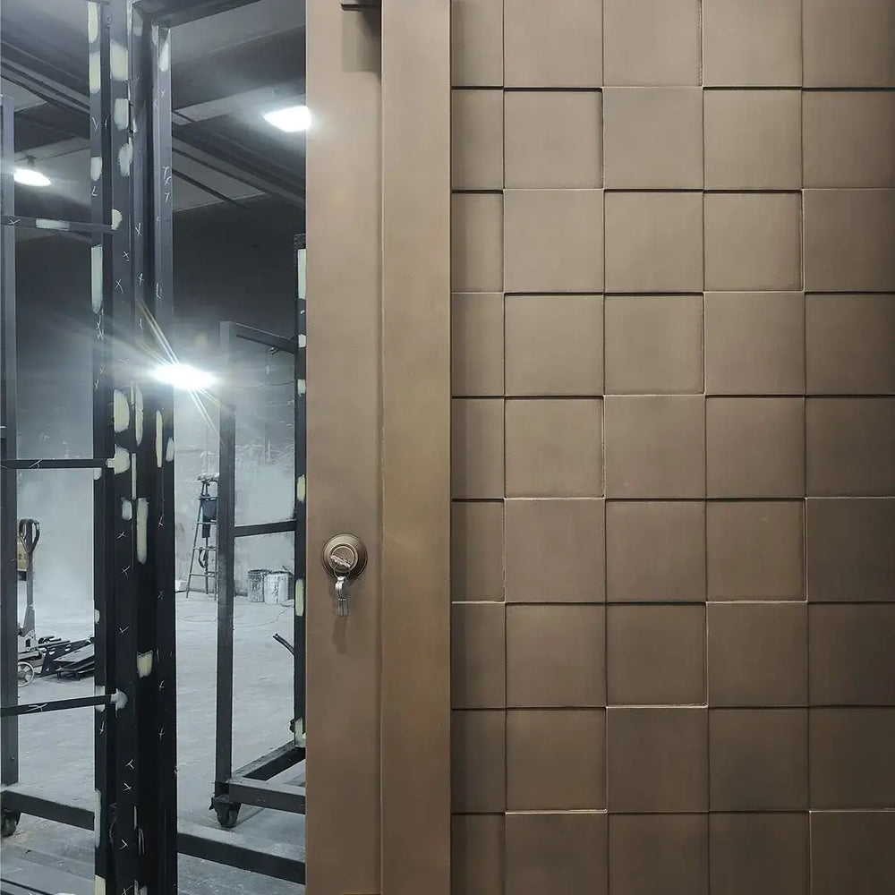 artisan-modern-metal-pivot-door-textured-grids-design-front-view-pt039-aed-artisanentrydoors