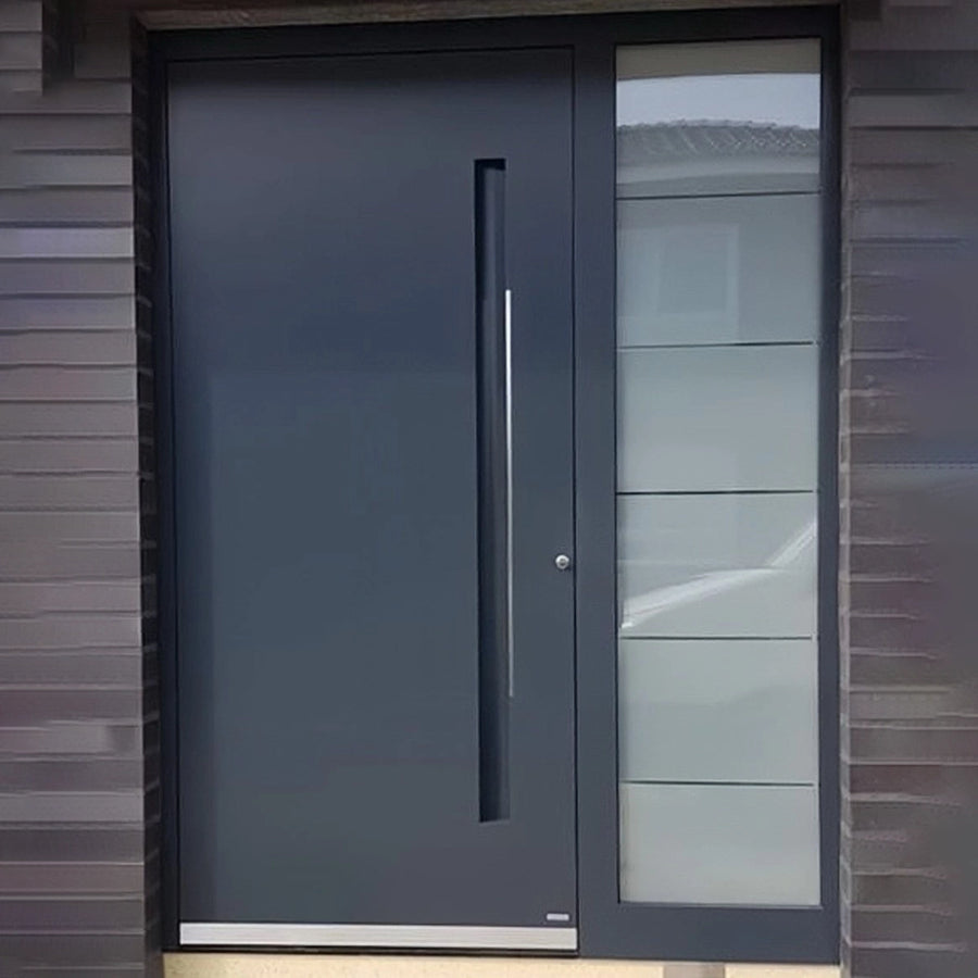 artisan-high-strength-entry-pivot-door-with-frosted-glass-sidelight-matte-black-aed-artisanentrydoors