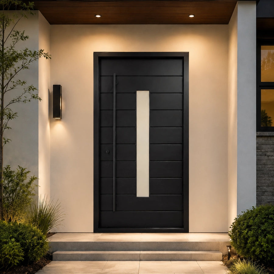 artisan-custom-solid-pivot-entry-iron-door-with-switchable-glass-insert-horizontal-line-design-aed-artisanentrydoors